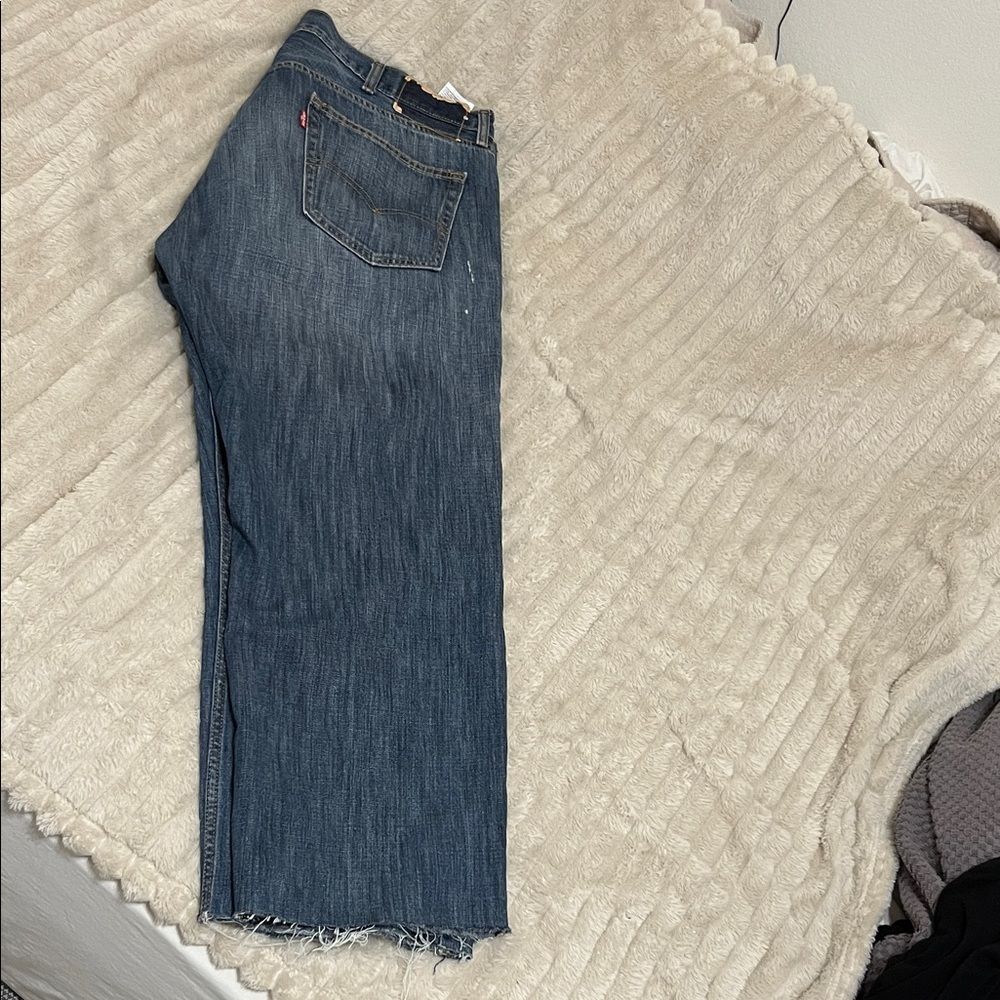 Vintage 40 Waist Cropped Levis 505 Zipper Straight Leg Jeans